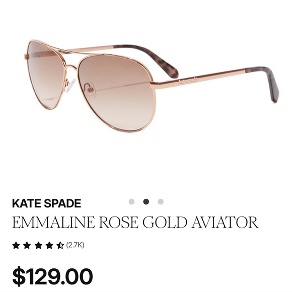 NEW Kate Spade Rose Gold Aviator Sunglasses main image 4